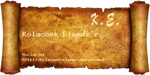 Kolacsek Elemér névjegykártya