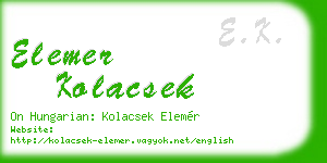 elemer kolacsek business card